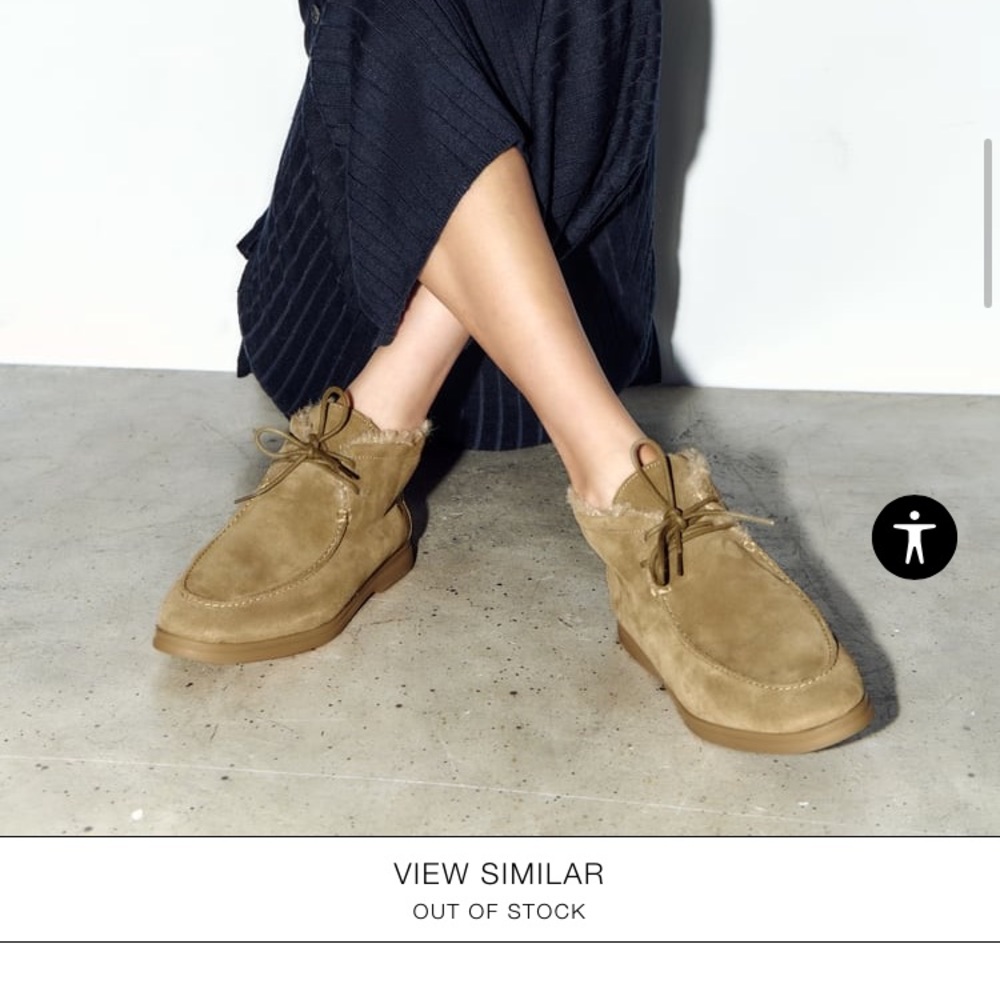 Zara FAUX FUR LINED FLAT SUEDE ANKLE BOOTS